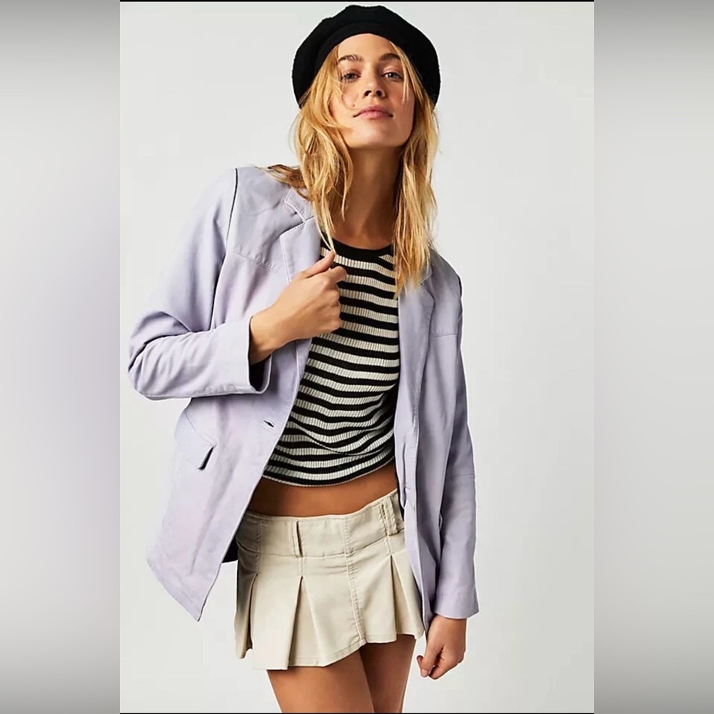 Free People x Deadwood Brooke Lambskin Leather Blazer NWT